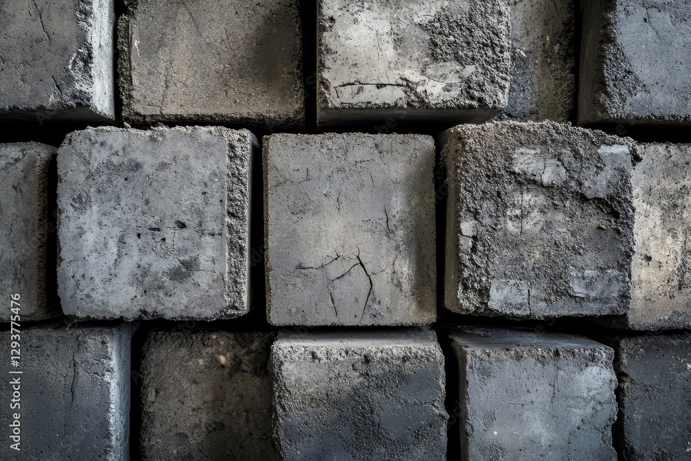 Aufkleber stacked concrete blocks showing wear and texture