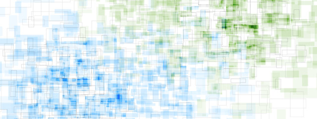 Blue and green mosaic squares abstract geometric minimal background. Vector banner design