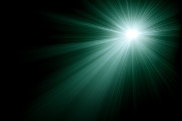 Obraz premium Green light rays burst dark background