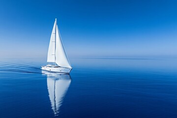 Obraz premium Luxury yacht sailing in calm blue ocean waters on a sunny day