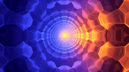 Fototapeta premium Abstract tunnel, vibrant colors, geometric design, futuristic background, wallpaper, possible use as backdrop for game or app