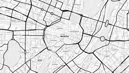 Fototapeta premium Minimalist München Street Map with Labels and Neighborhoods