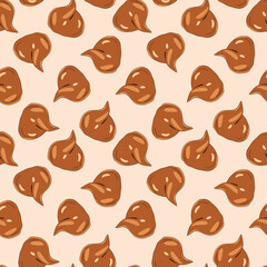 Obraz premium Seamless pattern with kawaii poop on white background. Cartoon poo, feces icons. Shit patterns, evil turd. Vector illustration for invitation, poster, card, fabric, textile. Doodle style.