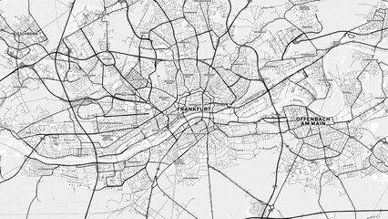 Minimalist Frankfurt am Main Street Map with Labels and Neighborhoods