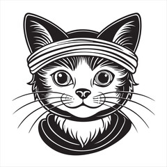 cute cat head black and white