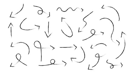 doodle brush arrow vector, outline arrow element handrawn