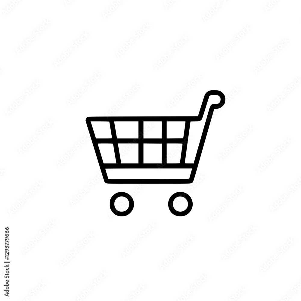 Poster Shopping Cart Icon with Simple Line Art Design for E-commerce and Retail Store Concepts