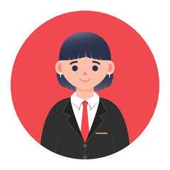 Flat Illustration Of Cute Kid Wearing Black Suit
