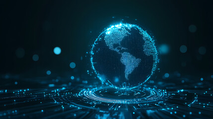 Obraz premium Digital Earth with Glowing Connections