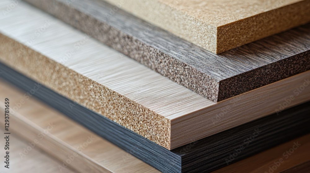 Poster a graphic comparing the textures of melamine-faced fibreboard and hmr melamine-coated chipboard, emp
