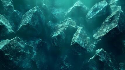 Submerged stones rest beneath the hazy surface of deep water