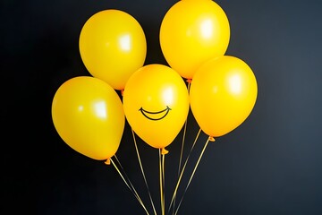 Happy Yellow Balloons Bunch Festive Party Decoration