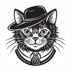 cute cat head black and white