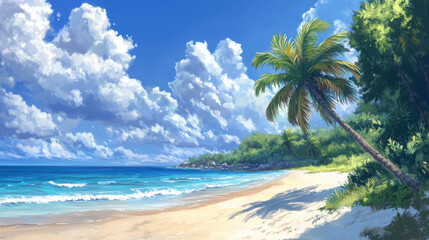 Obraz premium A peaceful tropical coastline with soft white sand
