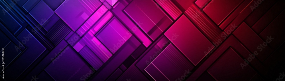 Poster a vibrant abstract background with geometric shapes, combining shades of purple and red, creating a 