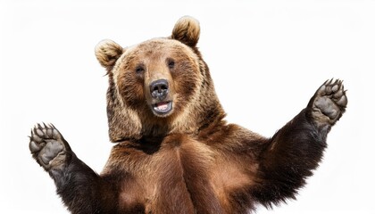 Obraz premium Playful Dancing Grizzly Bear in a Snowy Wilderness A Joyous Mammalian Dance Amidst Winters Charm, Showcasing Vibrant Whites and Warm Browns. characters