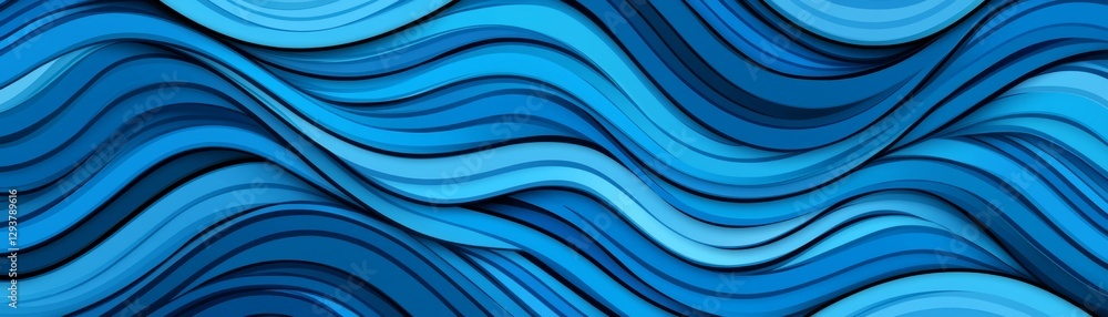 Poster a vibrant abstract design featuring flowing blue waves, creating a sense of movement and tranquility