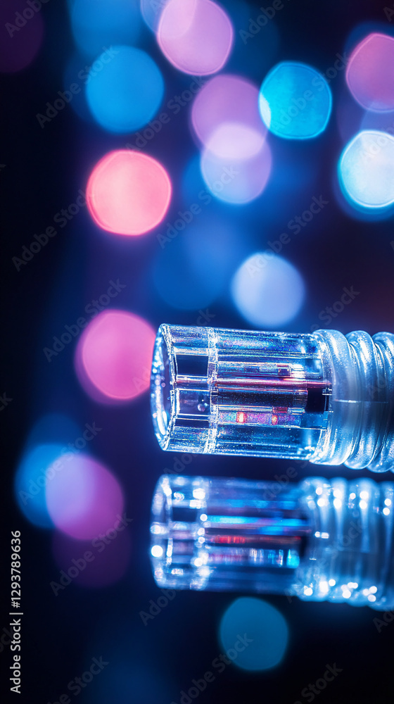 Aufkleber close-up of a glowing light bulb with bokeh in the background, showcasing intricate details of the b