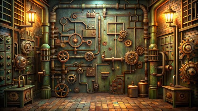 Mysterious room with intricate locks and complex mechanisms , cryptic clues, mechanism