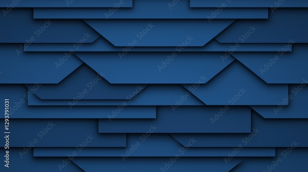 Poster a textured blue background with layered, overlapping geometric shapes, creating a modern and stylish