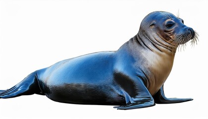 Fototapeta premium Vibrant Digital Illustration Blue Seal Amidst Arctic Backdrop, Capturing the Frozen Majesty of a Polar Landscape, Showcasing Mastery in Artistic Digital Painting.