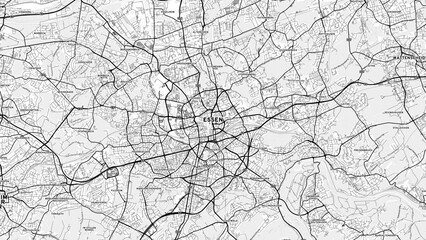Minimalist Essen Street Map with Labels and Neighborhoods