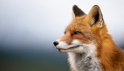 Fototapeta premium Playful Smiling Fox Amidst Fallen Autumn Leaves, Warmth Radiating from its Eyes in a Breezy Outdoor Setting, Capturing the Joyous Energy of Natures Favorite Mammal Pet.