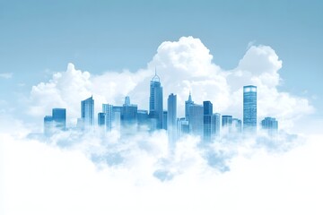 Obraz premium Cityscape Emerging From Clouds a Modern Urban Skyline Concept