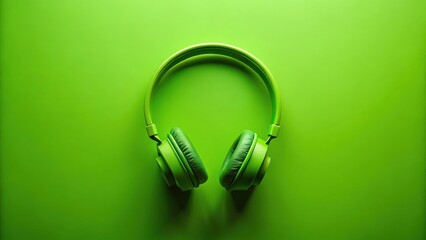 Vibrant green headphones sitting on a bright green background with a subtle texture and a few scattered pixels , electronic gadgets, vibrant green