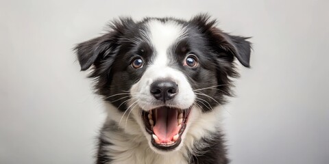 Aggressive Border Collie Puppy Showing Fangs and Growling, fangs, aggressive puppy,  fangs