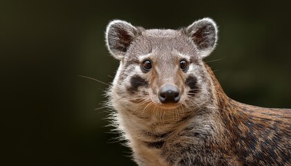 Fototapeta premium Spotlight on a Playful Raccoon in the Enchanting Forest, Majestic Greenery, Dappled Light, and Rich Autumn Colors, Capturing the Whimsical Mood of North American Woodlands.