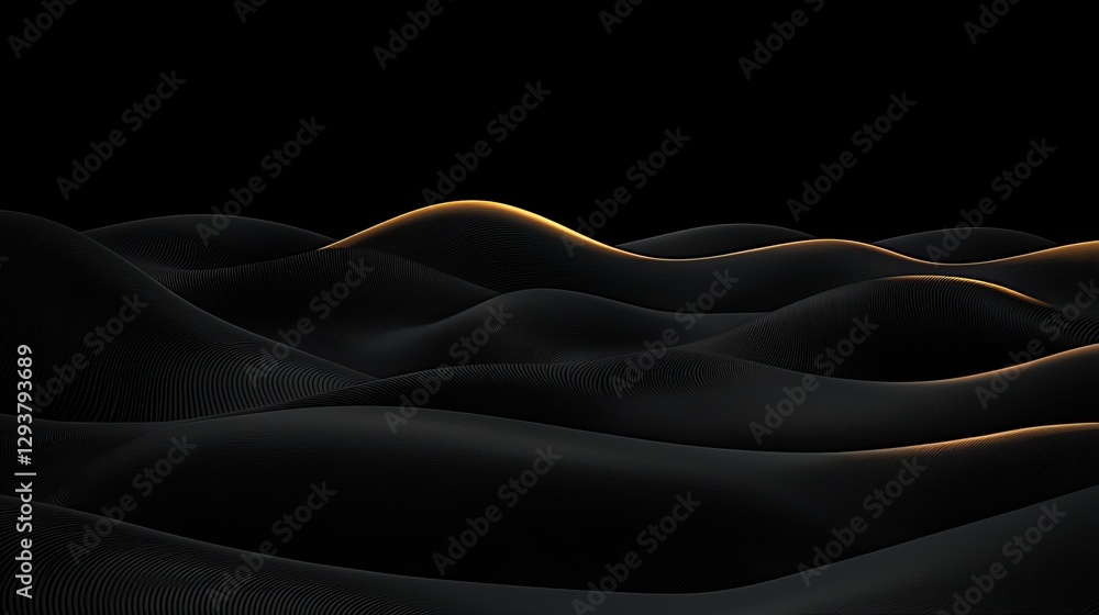 Poster a dark, wavy landscape with subtle highlights, creating an abstract and serene visual effect.