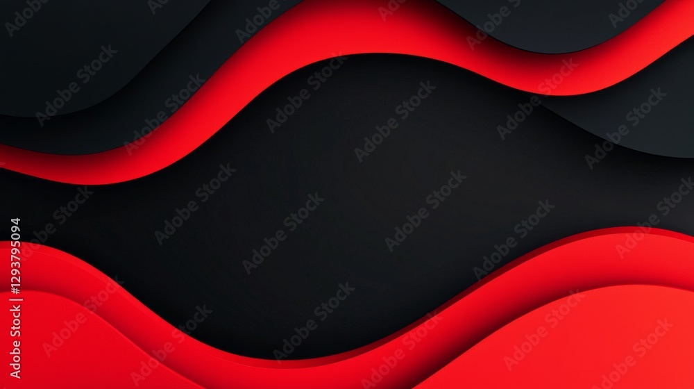 Aufkleber a vibrant abstract design featuring wavy red shapes on a black background, creating a dynamic and mo