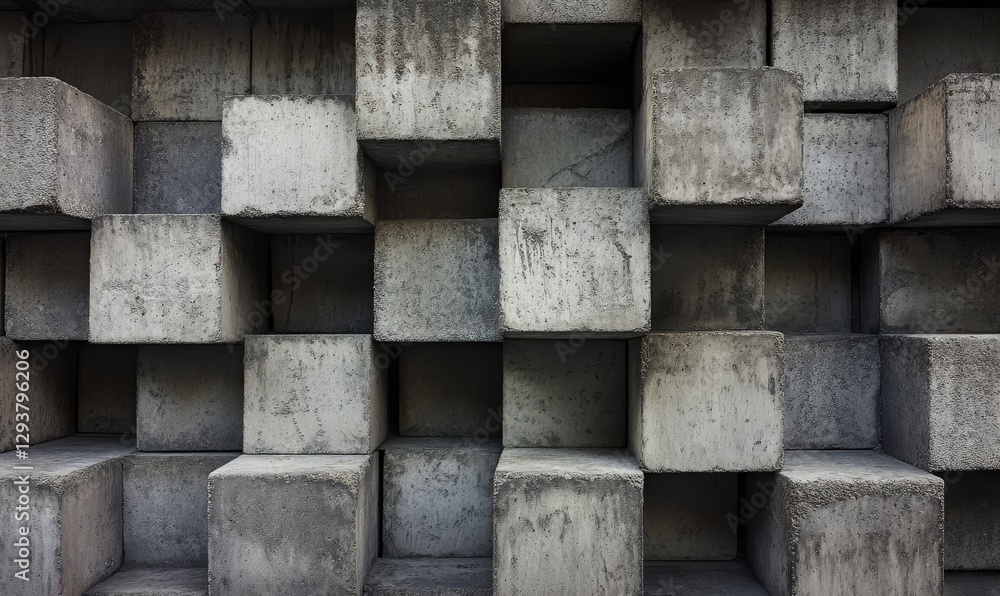 Poster concrete cubes create an abstract dimensional pattern.