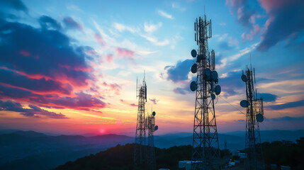 An interconnected network of telecommunications services and infrastructure digital services. Global connectivity and technology integration
