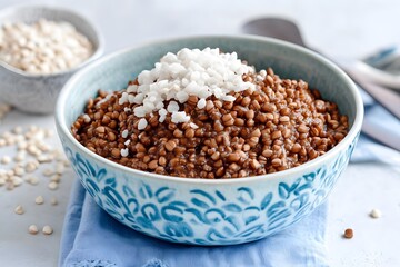 Delicious Buckwheat Porridge Bowl with Quinoa Topping Healthy Breakfast Food