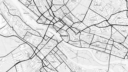 Minimalist Bremen Street Map with Labels and Neighborhoods