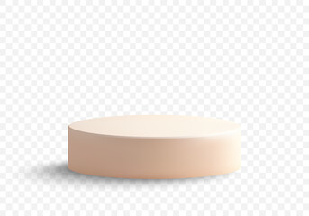 Cylindrical, round podium, stage. Vector 3D podium isolated on transparent background.