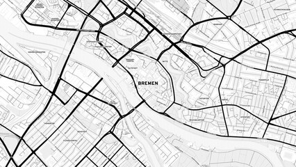 Minimalist Bremen Street Map with Labels and Neighborhoods