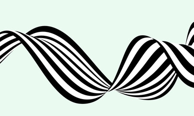 Abstract wave background, black and white wavy stripes or lines design.