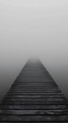Fototapeta premium Foggy Pier, Lake, Monochrome Path