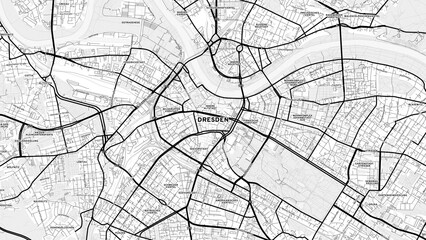 Minimalist Dresden Street Map with Labels and Neighborhoods
