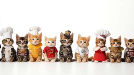 A row of thirty kittens in adorable