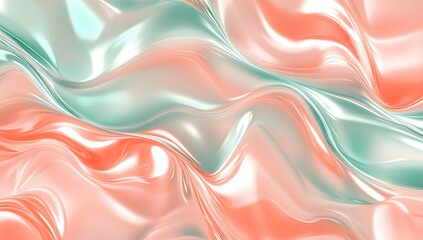 Obraz premium Abstract Flowing Fabric Texture in Coral and Mint
