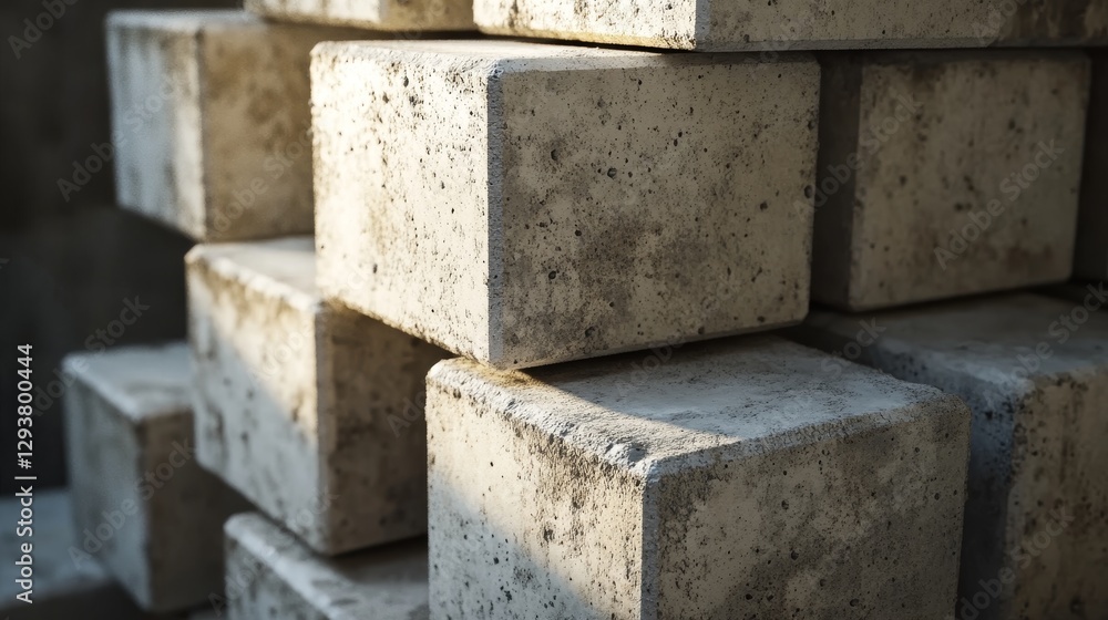 Poster stacked concrete blocks texture building materials