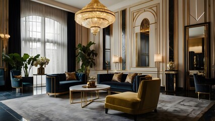 Fototapeta premium Art Deco Luxury Living Room 
