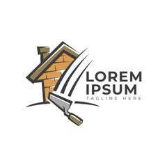 Plastering Brick Wall Speed Logo Vector Icon Illustration