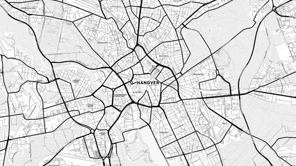 Minimalist Hannover Street Map with Labels and Neighborhoods