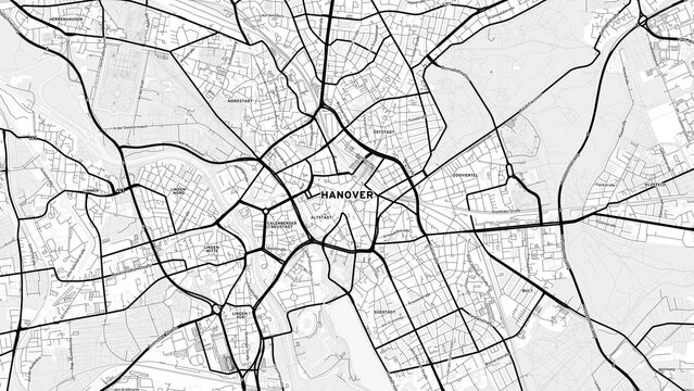 Minimalist Hannover Street Map with Labels and Neighborhoods