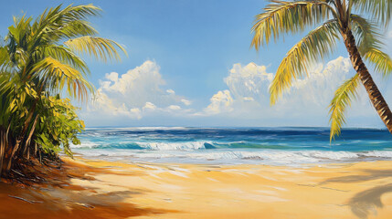 Fototapeta premium A serene seaside paradise with golden sand